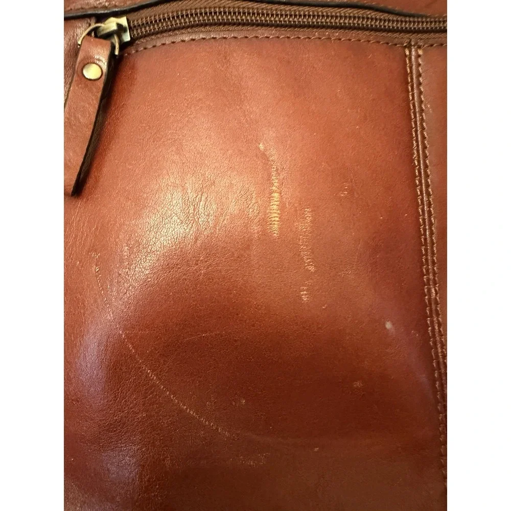 Banuce Full-Grain Italian Vegetable-Tanned Leather Satchel Handbag Red/Brown